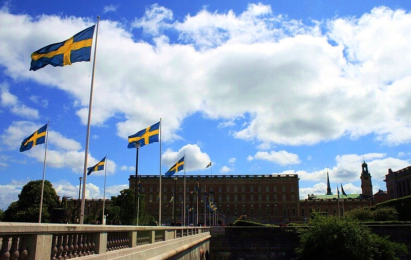 瑞典国庆节的皇宫侧面